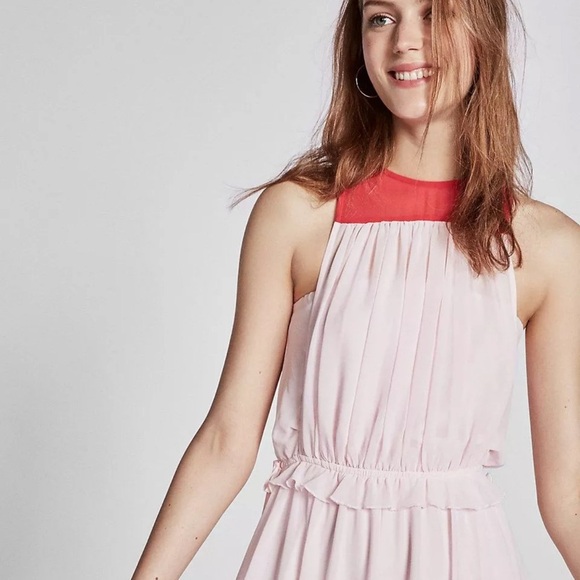 Express Women’s Red/pink Color Block Sleeveless Dress Size S - Picture 3 of 11